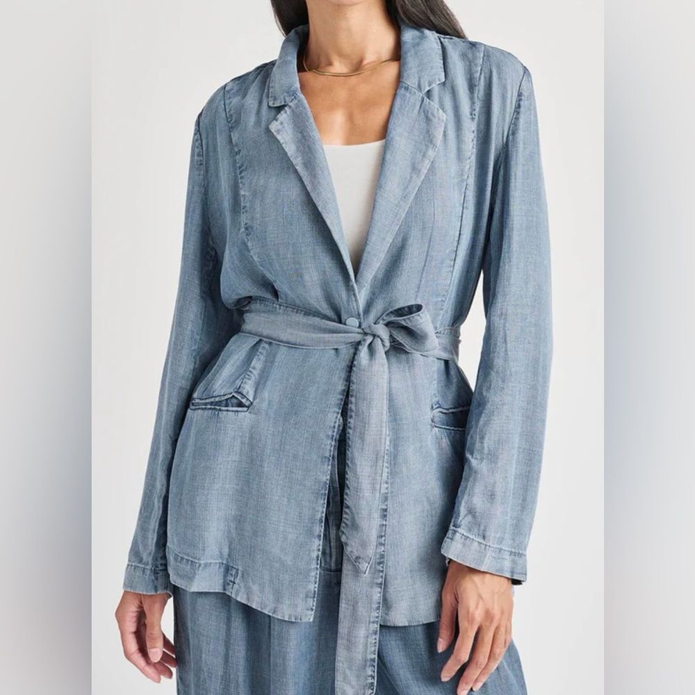 Splendid STELLA CHAMBRAY BLAZER Women's Blue Jean Denim Suit Jacket Small